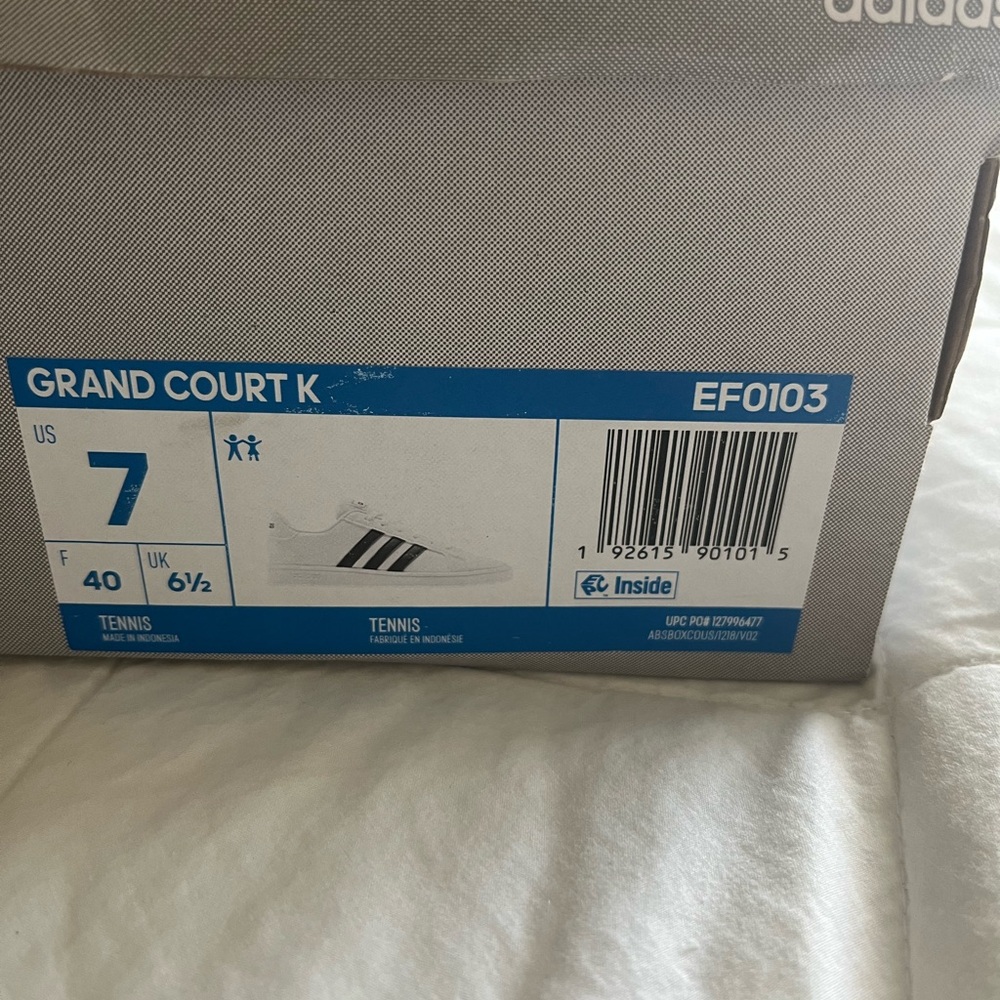 Adidas Grand Court K, White w black stripes, Mens size 7 BNWT - Picture 9 of 9